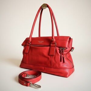 NWT Kate Spade Carmen Tote Crossbody Red Leather Gold Hardware Satchel Bag